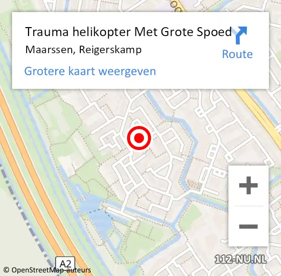 Locatie op kaart van de 112 melding: Trauma helikopter Met Grote Spoed Naar Maarssen, Reigerskamp op 26 februari 2023 00:10