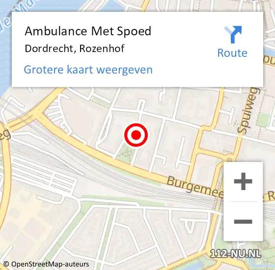 Locatie op kaart van de 112 melding: Ambulance Met Spoed Naar Dordrecht, Rozenhof op 26 februari 2023 00:31