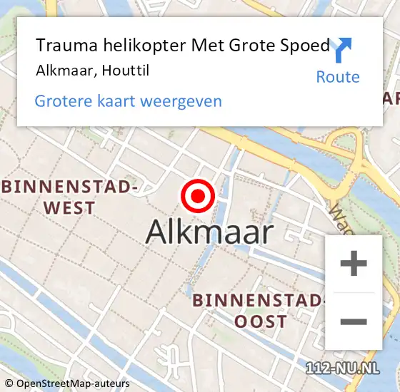 Locatie op kaart van de 112 melding: Trauma helikopter Met Grote Spoed Naar Alkmaar, Houttil op 26 februari 2023 00:51