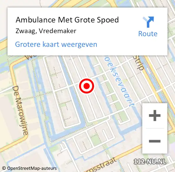 Locatie op kaart van de 112 melding: Ambulance Met Grote Spoed Naar Zwaag, Vredemaker op 26 februari 2023 01:15