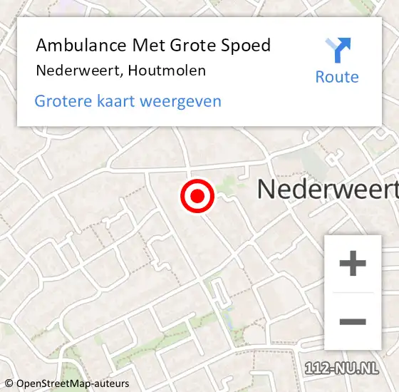 Locatie op kaart van de 112 melding: Ambulance Met Grote Spoed Naar Nederweert, Houtmolen op 26 februari 2023 01:22