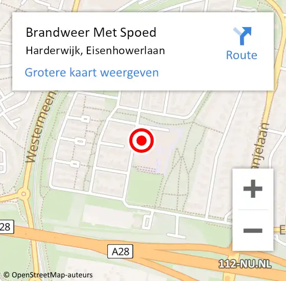 Locatie op kaart van de 112 melding: Brandweer Met Spoed Naar Harderwijk, Eisenhowerlaan op 16 augustus 2014 23:40