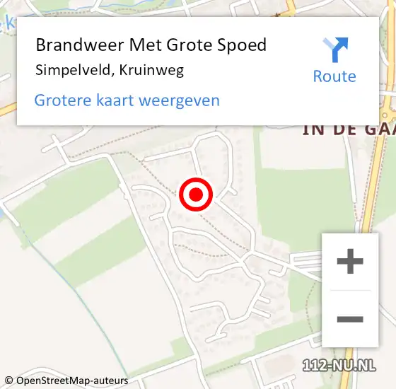 Locatie op kaart van de 112 melding: Brandweer Met Grote Spoed Naar Simpelveld, Kruinweg op 26 februari 2023 01:38