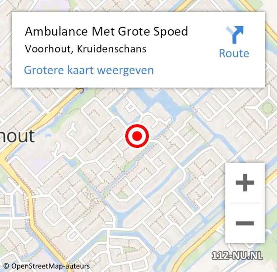 Locatie op kaart van de 112 melding: Ambulance Met Grote Spoed Naar Voorhout, Kruidenschans op 26 februari 2023 01:45