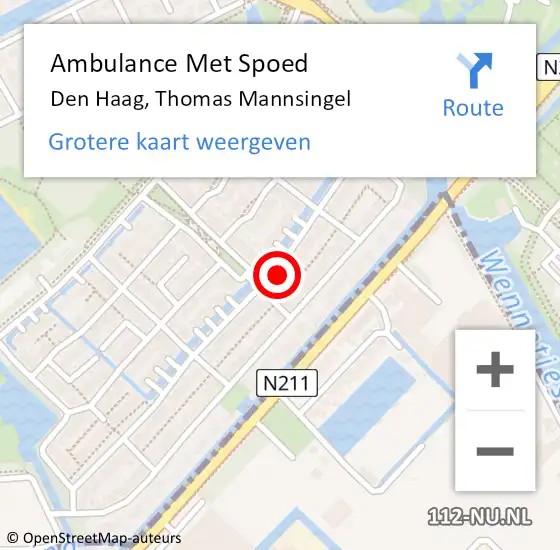 Locatie op kaart van de 112 melding: Ambulance Met Spoed Naar Den Haag, Thomas Mannsingel op 26 februari 2023 02:06