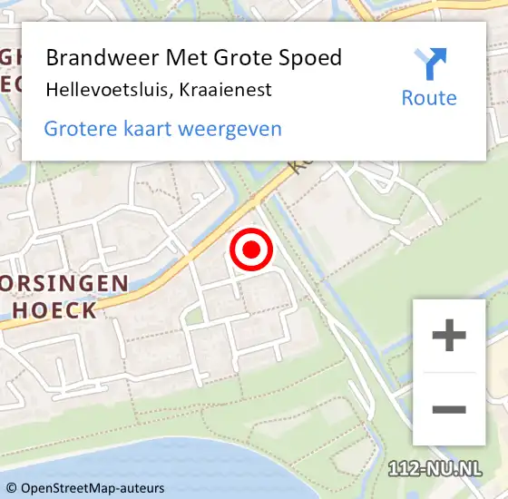 Locatie op kaart van de 112 melding: Brandweer Met Grote Spoed Naar Hellevoetsluis, Kraaienest op 26 februari 2023 03:30