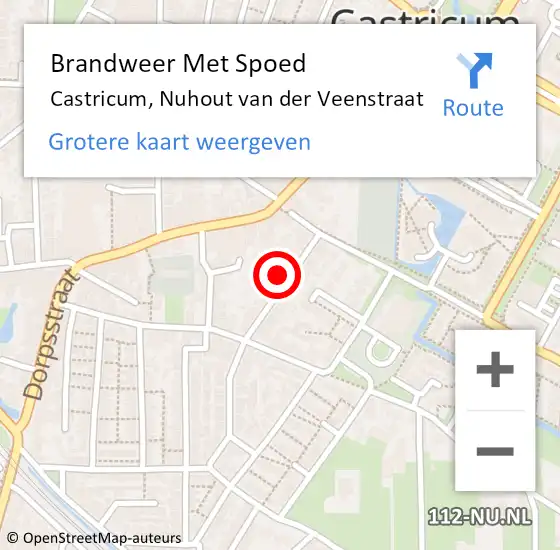 Locatie op kaart van de 112 melding: Brandweer Met Spoed Naar Castricum, Nuhout van der Veenstraat op 26 februari 2023 04:01