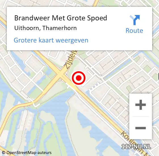 Locatie op kaart van de 112 melding: Brandweer Met Grote Spoed Naar Uithoorn, Thamerhorn op 26 februari 2023 04:02