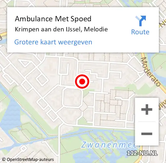 Locatie op kaart van de 112 melding: Ambulance Met Spoed Naar Krimpen aan den IJssel, Melodie op 26 februari 2023 04:26