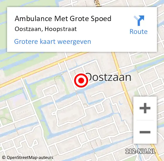 Locatie op kaart van de 112 melding: Ambulance Met Grote Spoed Naar Oostzaan, Hoopstraat op 26 februari 2023 05:11