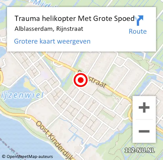 Locatie op kaart van de 112 melding: Trauma helikopter Met Grote Spoed Naar Alblasserdam, Rijnstraat op 26 februari 2023 06:35