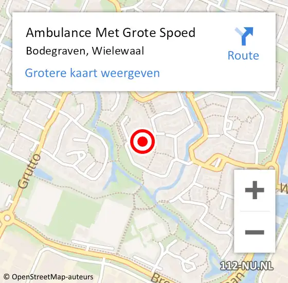 Locatie op kaart van de 112 melding: Ambulance Met Grote Spoed Naar Bodegraven, Wielewaal op 26 februari 2023 07:21