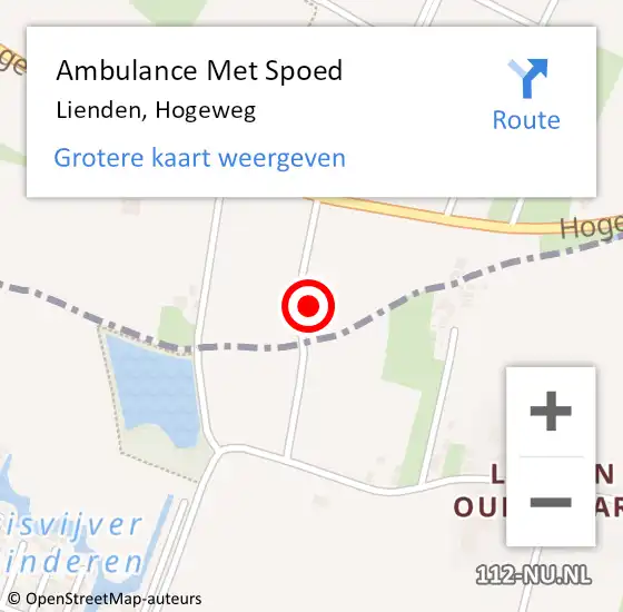 Locatie op kaart van de 112 melding: Ambulance Met Spoed Naar Lienden, Hogeweg op 26 februari 2023 07:41