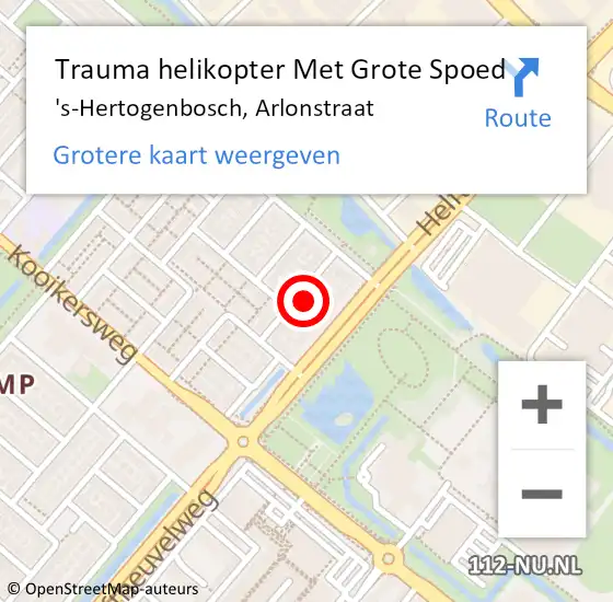 Locatie op kaart van de 112 melding: Trauma helikopter Met Grote Spoed Naar 's-Hertogenbosch, Arlonstraat op 26 februari 2023 08:05