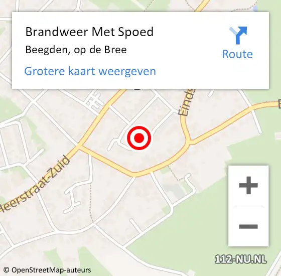 Locatie op kaart van de 112 melding: Brandweer Met Spoed Naar Beegden, op de Bree op 26 februari 2023 08:26