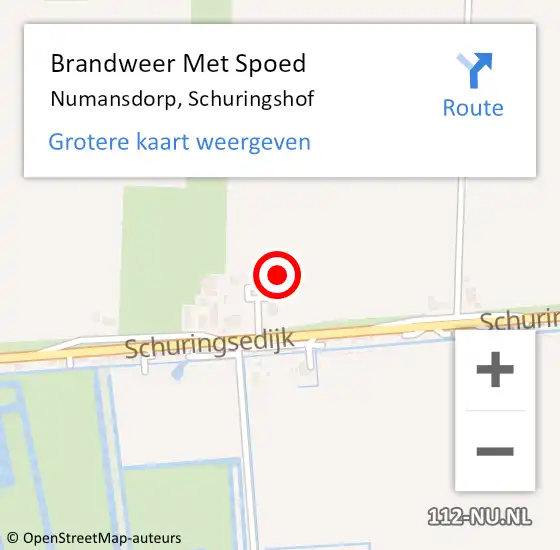 Locatie op kaart van de 112 melding: Brandweer Met Spoed Naar Numansdorp, Schuringshof op 26 februari 2023 08:27