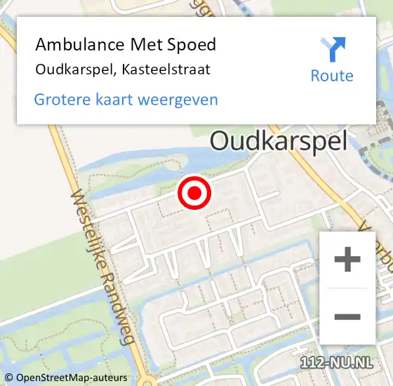 Locatie op kaart van de 112 melding: Ambulance Met Spoed Naar Oudkarspel, Kasteelstraat op 26 februari 2023 08:36