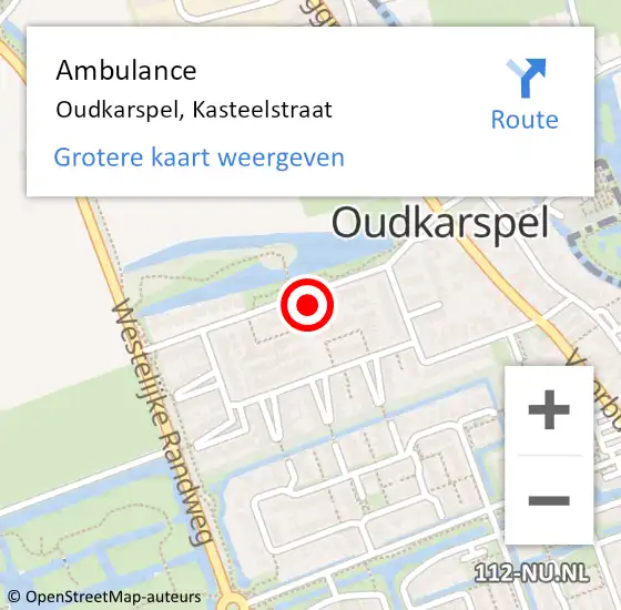 Locatie op kaart van de 112 melding: Ambulance Oudkarspel, Kasteelstraat op 26 februari 2023 08:37