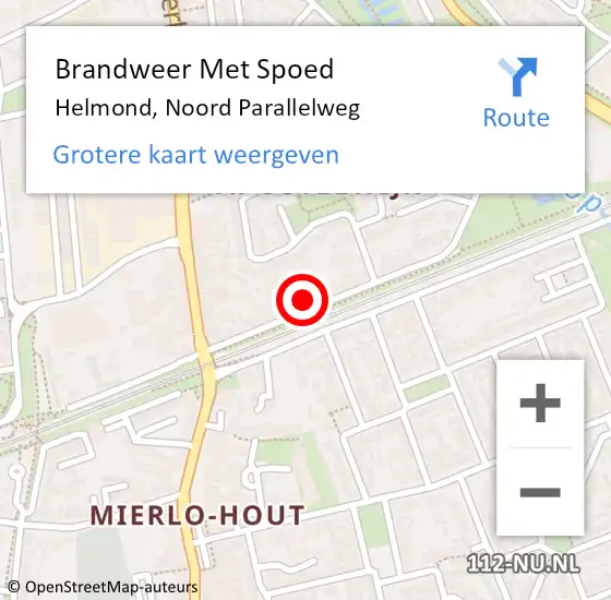 Locatie op kaart van de 112 melding: Brandweer Met Spoed Naar Helmond, Noord Parallelweg op 26 februari 2023 08:41