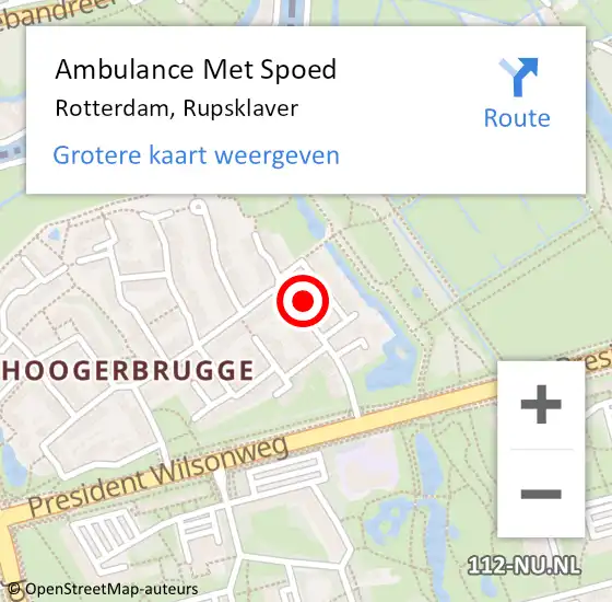 Locatie op kaart van de 112 melding: Ambulance Met Spoed Naar Rotterdam, Rupsklaver op 26 februari 2023 10:14