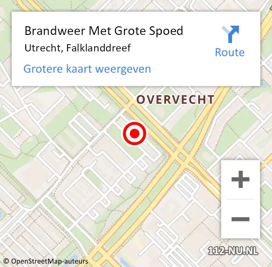 Locatie op kaart van de 112 melding: Brandweer Met Grote Spoed Naar Utrecht, Falklanddreef op 26 februari 2023 10:30