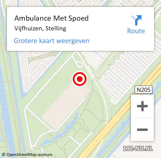Locatie op kaart van de 112 melding: Ambulance Met Spoed Naar Vijfhuizen, Stelling op 26 februari 2023 10:40