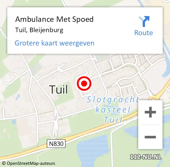 Locatie op kaart van de 112 melding: Ambulance Met Spoed Naar Tuil, Bleijenburg op 26 februari 2023 10:57