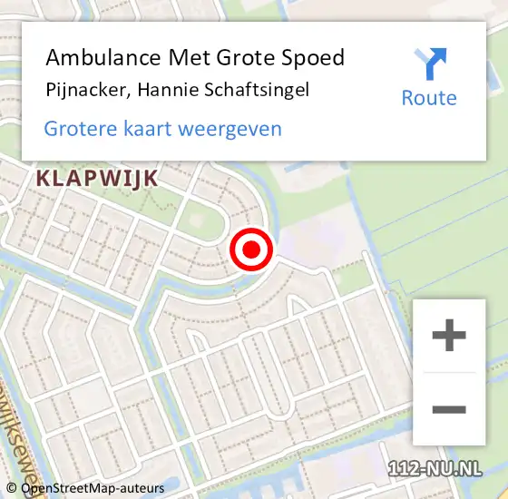 Locatie op kaart van de 112 melding: Ambulance Met Grote Spoed Naar Pijnacker, Hannie Schaftsingel op 26 februari 2023 11:03