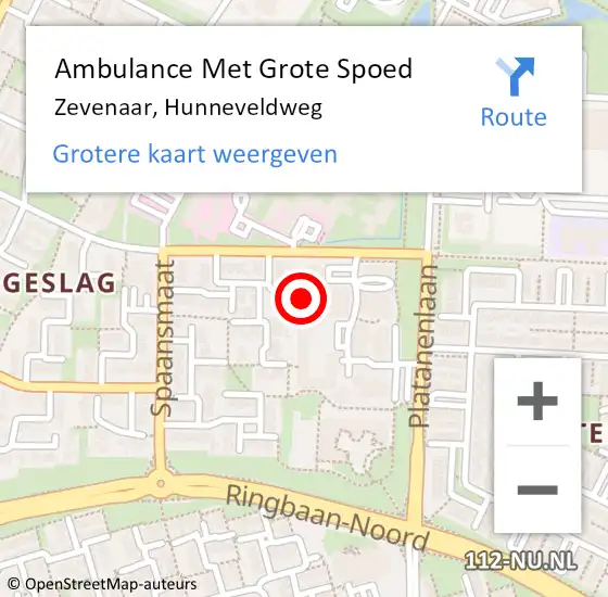 Locatie op kaart van de 112 melding: Ambulance Met Grote Spoed Naar Zevenaar, Hunneveldweg op 26 februari 2023 11:12