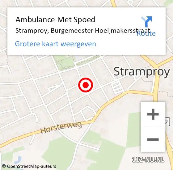 Locatie op kaart van de 112 melding: Ambulance Met Spoed Naar Stramproy, Burgemeester Hoeijmakersstraat op 26 februari 2023 11:16