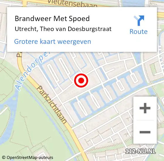 Locatie op kaart van de 112 melding: Brandweer Met Spoed Naar Utrecht, Theo van Doesburgstraat op 26 februari 2023 11:49