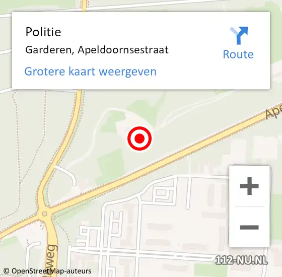 Locatie op kaart van de 112 melding: Politie Garderen, Apeldoornsestraat op 26 februari 2023 11:55