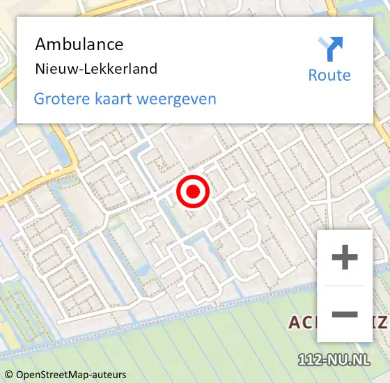 Locatie op kaart van de 112 melding: Ambulance Nieuw-Lekkerland op 26 februari 2023 11:56