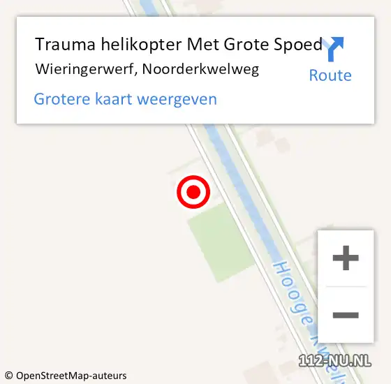 Locatie op kaart van de 112 melding: Trauma helikopter Met Grote Spoed Naar Wieringerwerf, Noorderkwelweg op 26 februari 2023 11:57