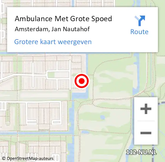 Locatie op kaart van de 112 melding: Ambulance Met Grote Spoed Naar Amsterdam, Jan Nautahof op 26 februari 2023 11:59