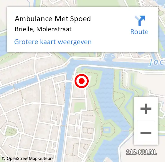 Locatie op kaart van de 112 melding: Ambulance Met Spoed Naar Brielle, Molenstraat op 26 februari 2023 12:11