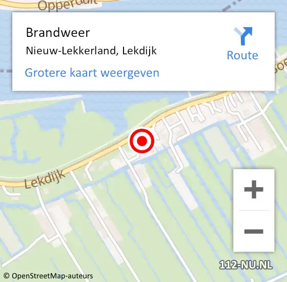 Locatie op kaart van de 112 melding: Brandweer Nieuw-Lekkerland, Lekdijk op 26 februari 2023 12:37