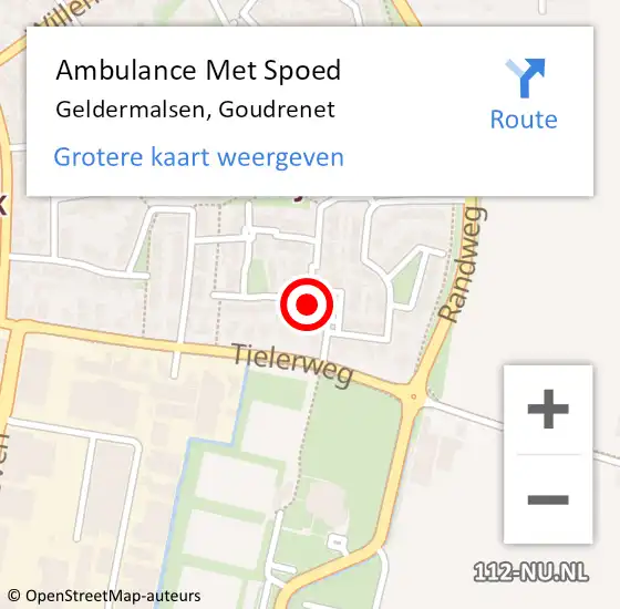 Locatie op kaart van de 112 melding: Ambulance Met Spoed Naar Geldermalsen, Goudrenet op 26 februari 2023 12:42