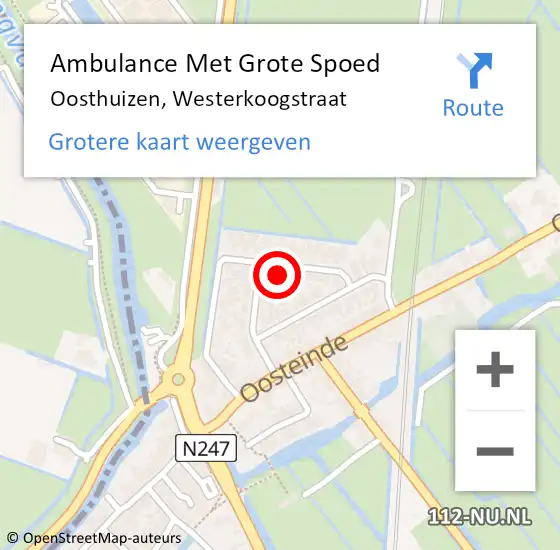 Locatie op kaart van de 112 melding: Ambulance Met Grote Spoed Naar Oosthuizen, Westerkoogstraat op 26 februari 2023 12:57