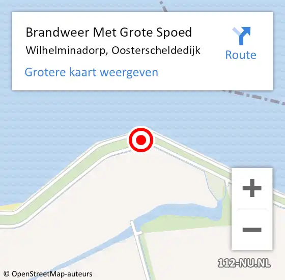 Locatie op kaart van de 112 melding: Brandweer Met Grote Spoed Naar Wilhelminadorp, Oosterscheldedijk op 26 februari 2023 13:18