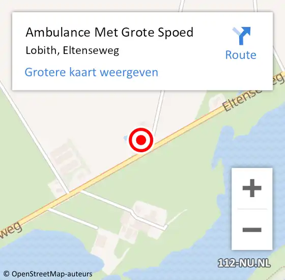 Locatie op kaart van de 112 melding: Ambulance Met Grote Spoed Naar Lobith, Eltenseweg op 26 februari 2023 13:56