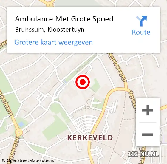 Locatie op kaart van de 112 melding: Ambulance Met Grote Spoed Naar Brunssum, Kloostertuyn op 26 februari 2023 14:00