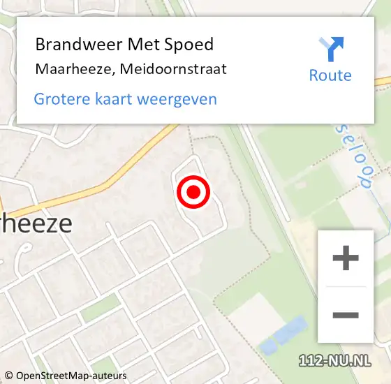 Locatie op kaart van de 112 melding: Brandweer Met Spoed Naar Maarheeze, Meidoornstraat op 26 februari 2023 14:11