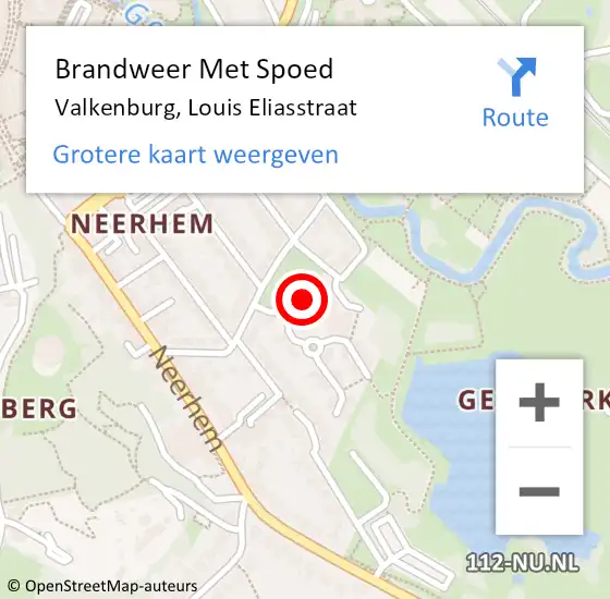 Locatie op kaart van de 112 melding: Brandweer Met Spoed Naar Valkenburg, Louis Eliasstraat op 26 februari 2023 14:18