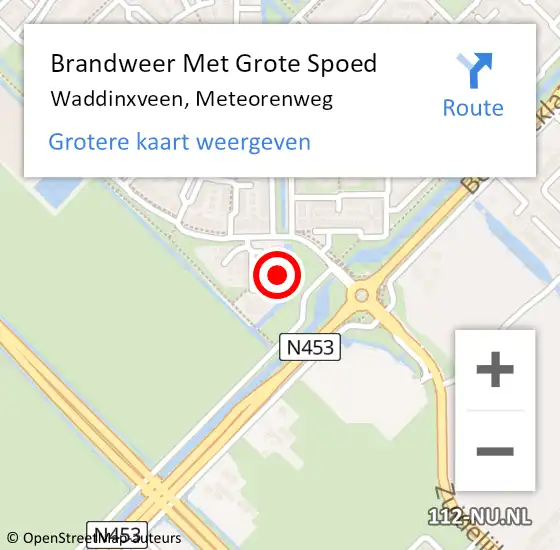 Locatie op kaart van de 112 melding: Brandweer Met Grote Spoed Naar Waddinxveen, Meteorenweg op 26 februari 2023 14:20