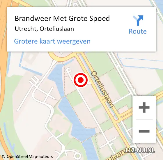 Locatie op kaart van de 112 melding: Brandweer Met Grote Spoed Naar Utrecht, Orteliuslaan op 26 februari 2023 14:27