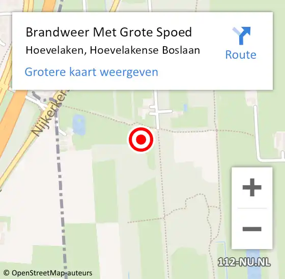 Locatie op kaart van de 112 melding: Brandweer Met Grote Spoed Naar Hoevelaken, Hoevelakense Boslaan op 26 februari 2023 14:51