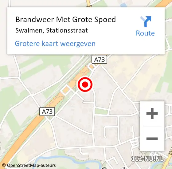 Locatie op kaart van de 112 melding: Brandweer Met Grote Spoed Naar Swalmen, Stationsstraat op 26 februari 2023 15:02