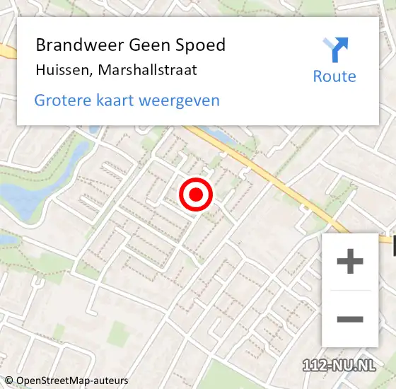 Locatie op kaart van de 112 melding: Brandweer Geen Spoed Naar Huissen, Marshallstraat op 26 februari 2023 15:07