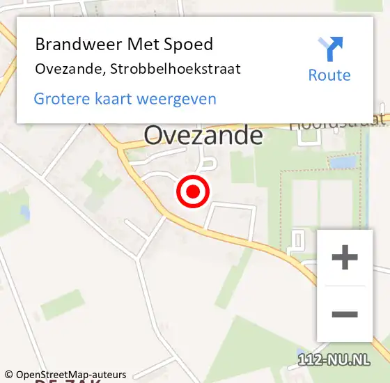 Locatie op kaart van de 112 melding: Brandweer Met Spoed Naar Ovezande, Strobbelhoekstraat op 26 februari 2023 15:19